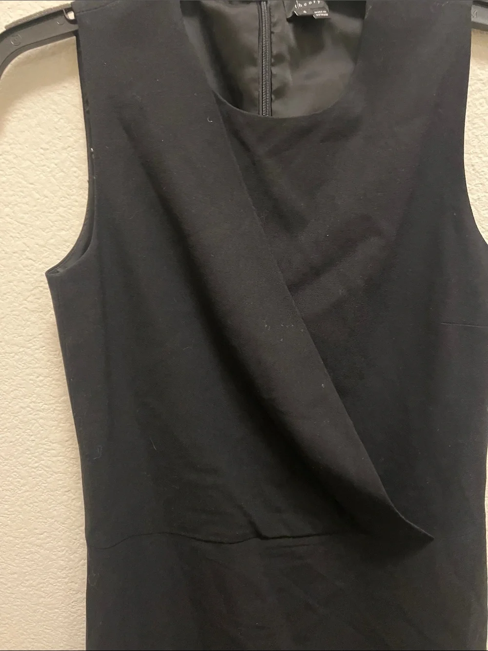 Theory Black Sleeveless Mini Sheath wool blend Dress LBD Sz 4 office work summer